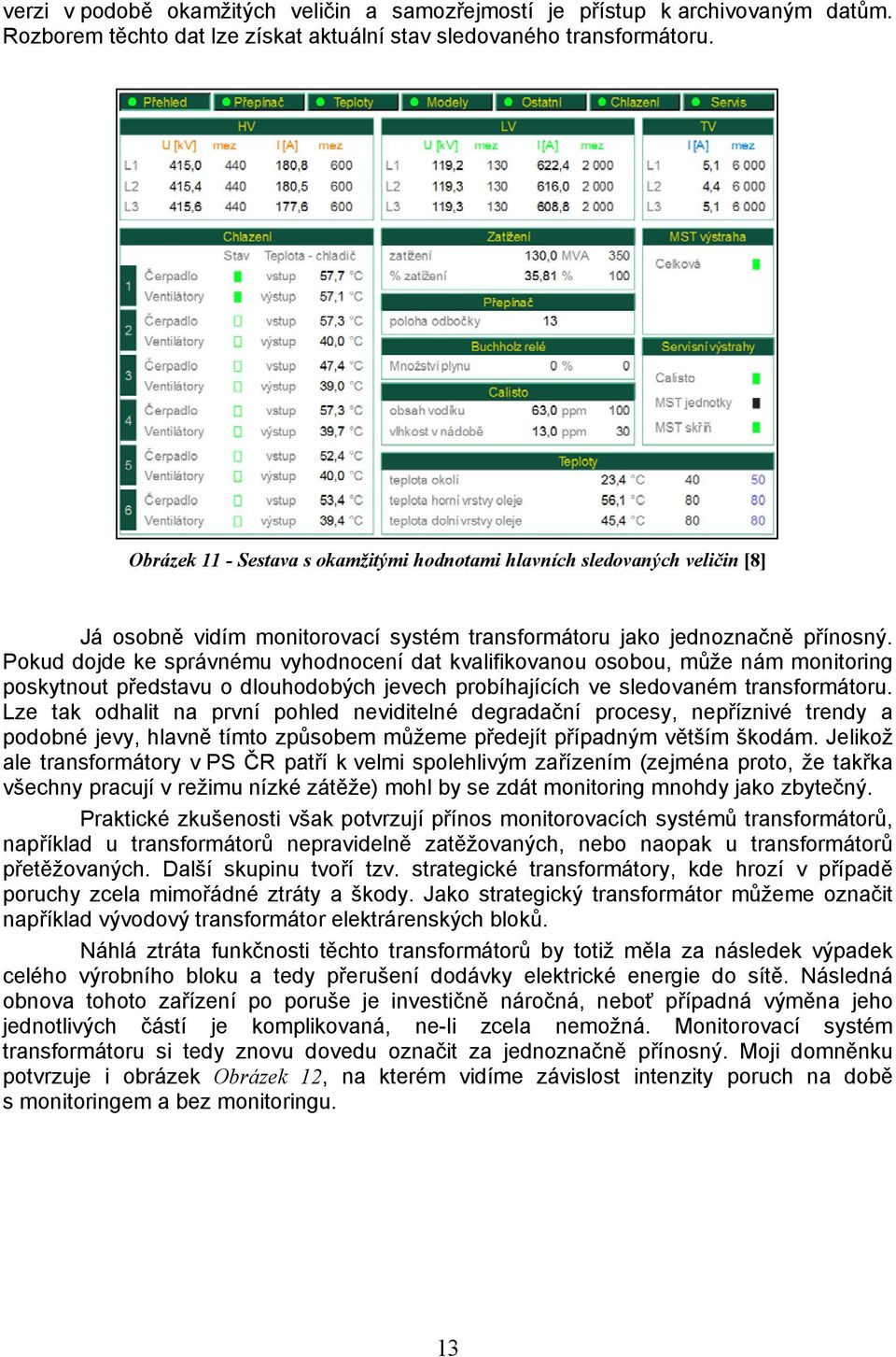 Pokud dojde ke správnému vyhodnocení dat kvalifikovanou osobou, může nám monitoring poskytnout představu o dlouhodobých jevech probíhajících ve sledovaném transformátoru.