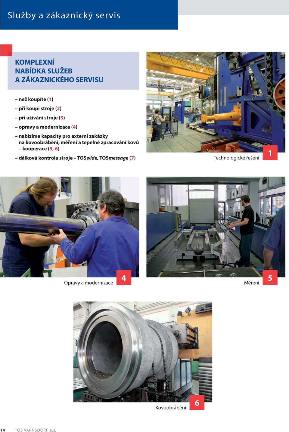 kovoobrábění, měření a tepelné zpracování kovů kooperace (5, 6) dálková kontrola stroje TOSwide,