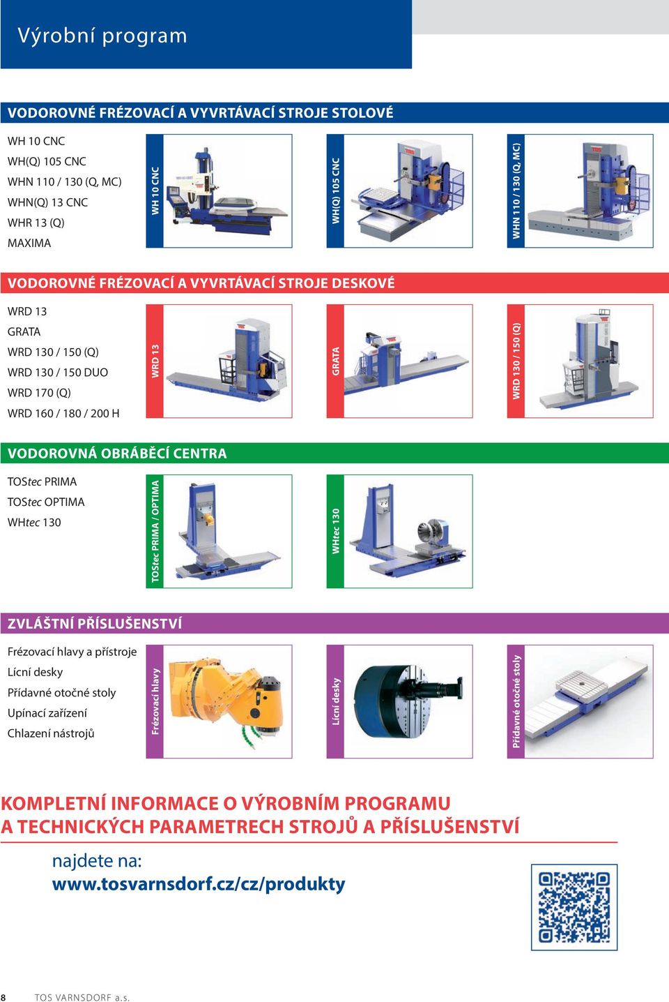 TOStec PRIMA TOStec OPTIMA WHtec 130 TOStec PRIMA / OPTIMA WHtec 130 ZVLÁŠTNÍ PŘÍSLUŠENSTVÍ Frézovací hlavy a přístroje Lícní desky Přídavné otočné stoly Upínací zařízení Chlazení nástrojů