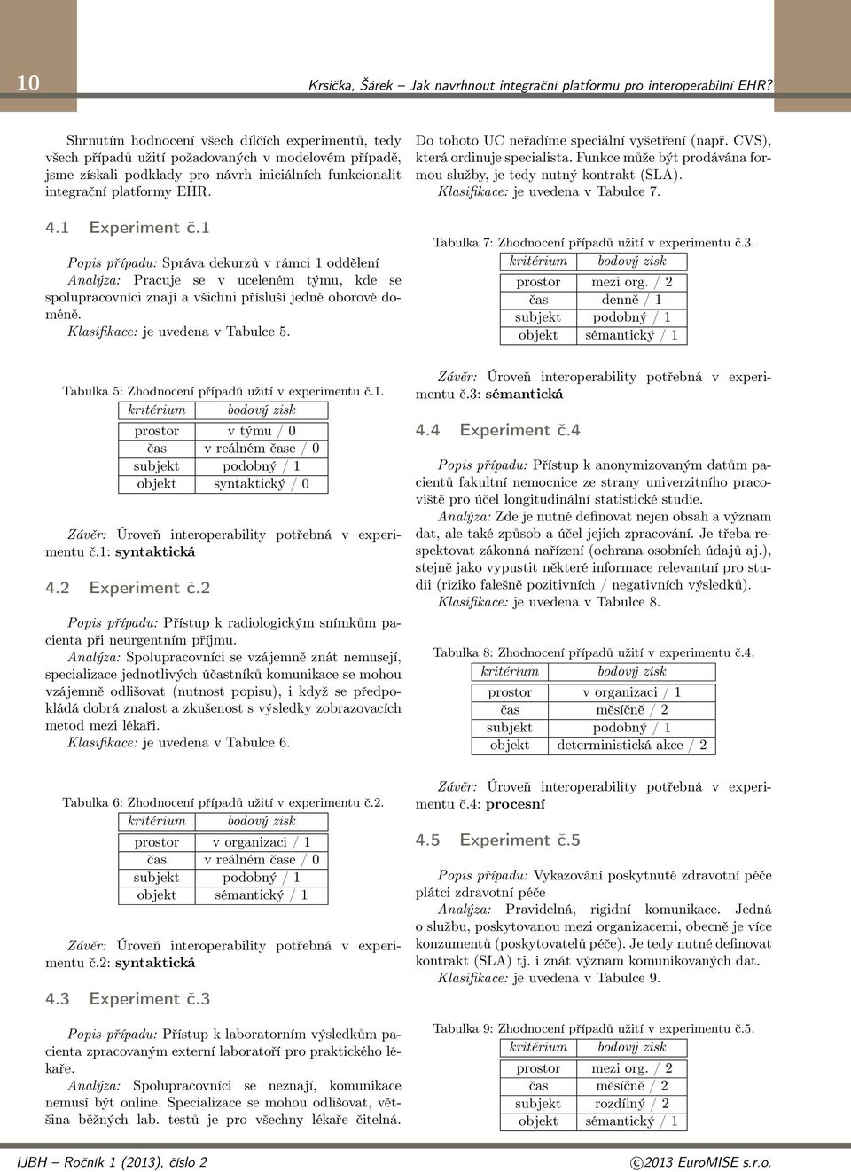 1 Experiment č.1 Popis případu: Správa dekurzů v rámci 1 oddělení Analýza: Pracuje se v uceleném týmu, kde se spolupracovníci znají a všichni přísluší jedné oborové doméně.