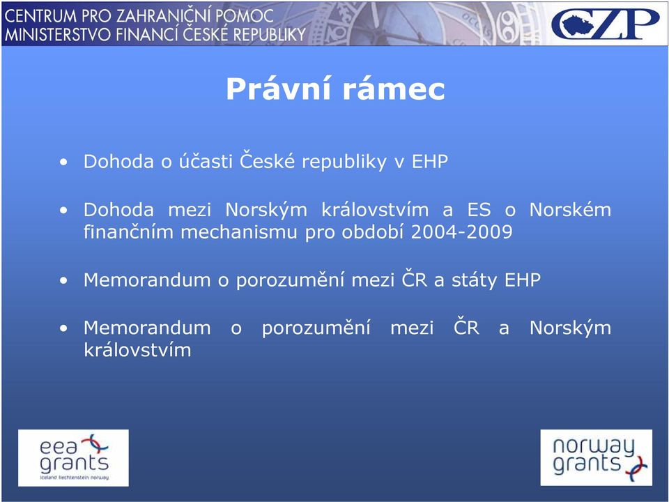 mechanismu pro období 2004-2009 Memorandum o porozumění