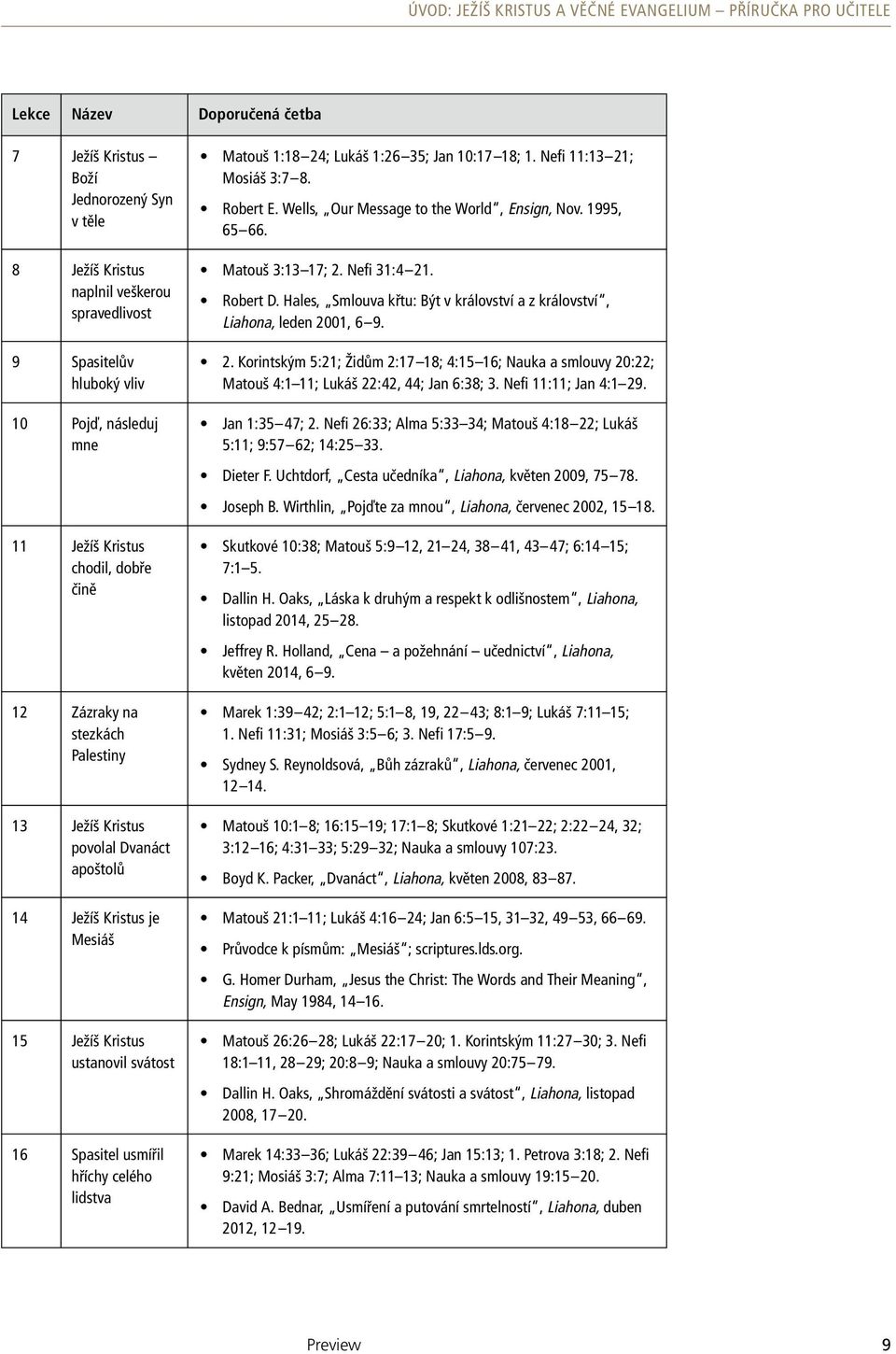 svátost 16 Spasitel usmířil hříchy celého lidstva Matouš 1:18 24; Lukáš 1:26 35; Jan 10:17 18; 1. Nefi 11:13 21; Mosiáš 3:7 8. Robert E. Wells, Our Message to the World, Ensign, Nov. 1995, 65 66.