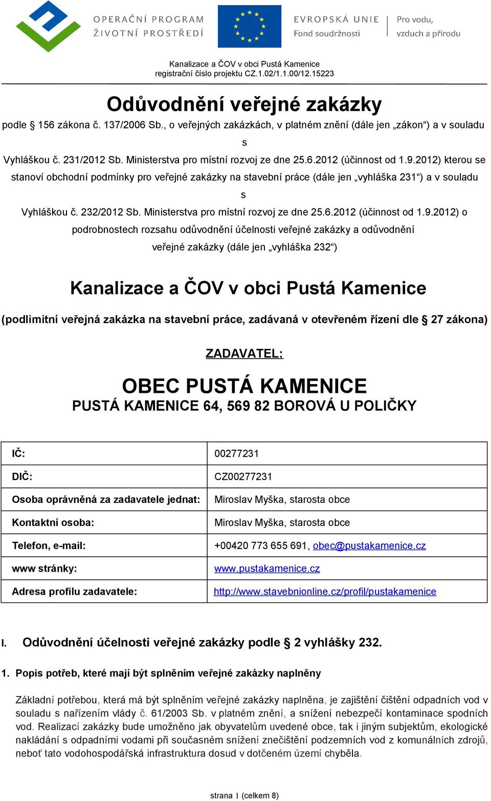 Ministerstva pro místní rozvoj ze dne 25.6.2012 (účinnost od 1.9.