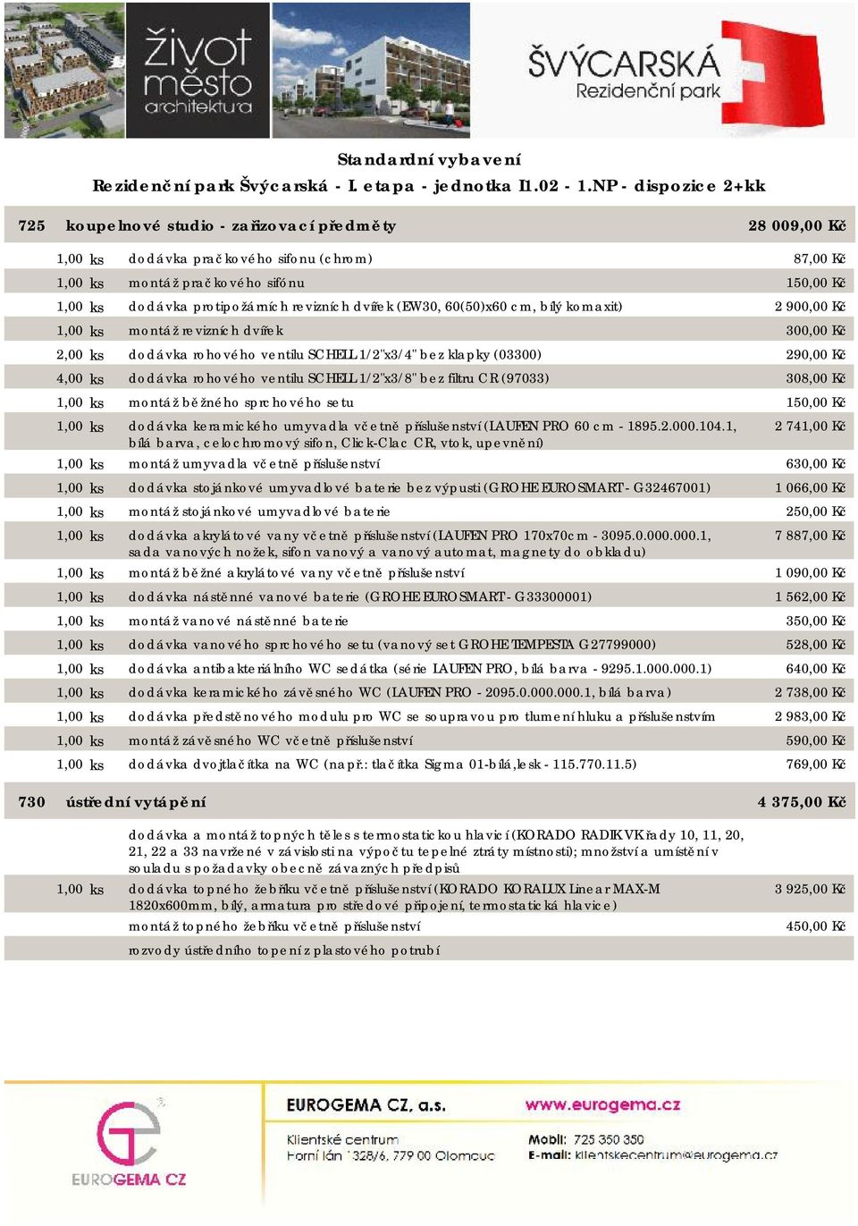 běžného sprchového setu 1,00 ks dodávka keramického umyvadla včetně příslušenství (LAUFEN PRO 60 cm - 1895.2.000.104.