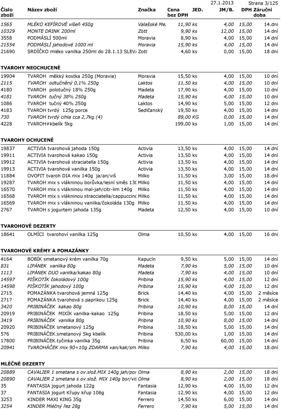 Moravia 15,90 ks 4,00 21690 SRDÍČKO mléko vanilka 250ml do 28.1.13 SLEVAZott 4,60 ks 14.