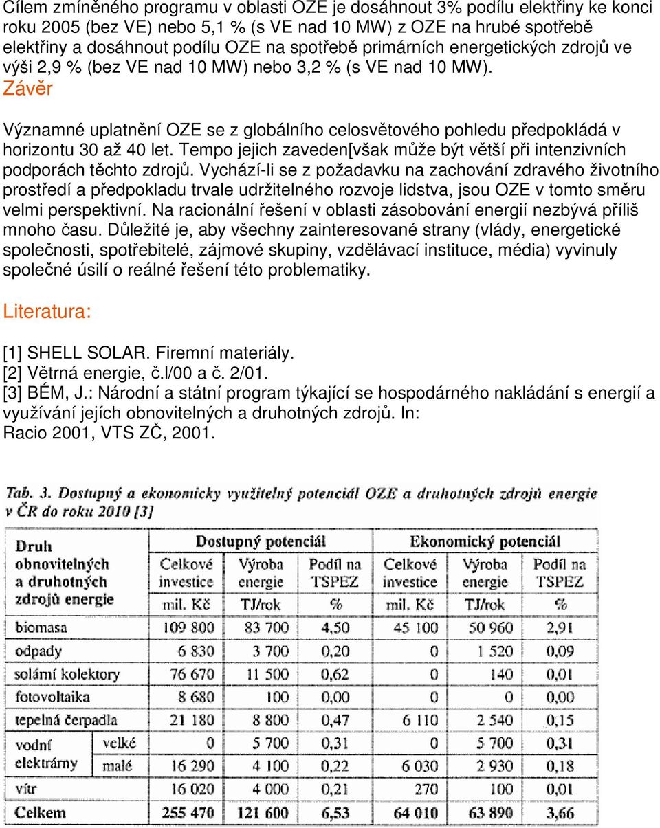 Tempo jejich zaveden[však může být větší při intenzivních podporách těchto zdrojů.