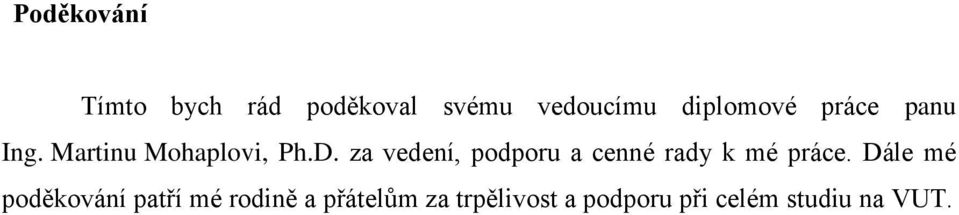 za vedení, podporu a cenné rady k mé práce.