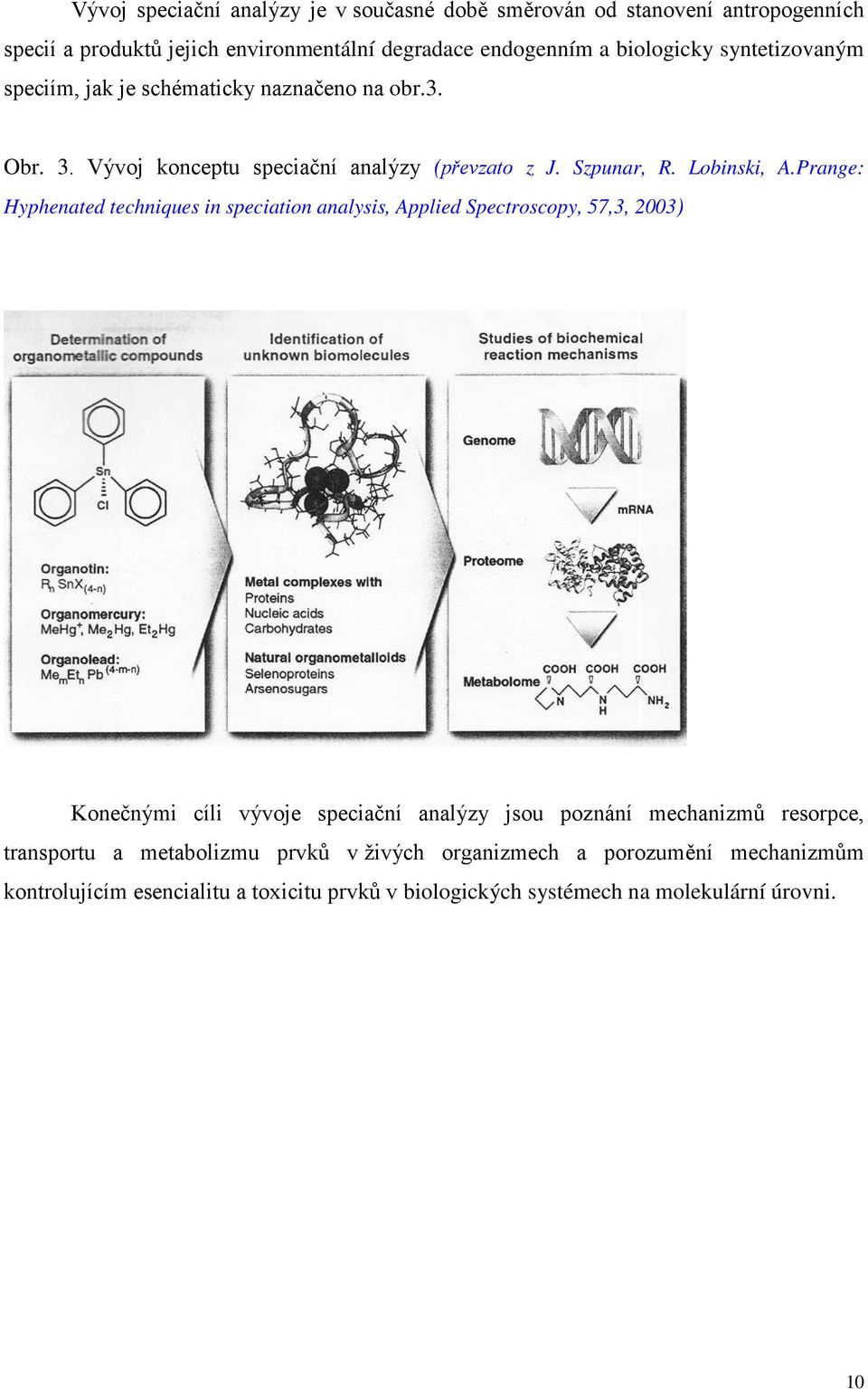 Prange: Hyphenated techniques in speciation analysis, Applied Spectroscopy, 57,3, 2003) Konečnými cíli vývoje speciační analýzy jsou poznání mechanizmů