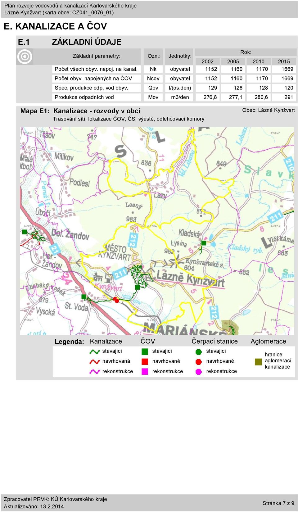 den) 129 128 128 12 Produkce odpadních vod Mov m3/den 276,8 277,1 28,6 291 Mapa E1: Kanalizace - rozvody v obci Trasování sítí, lokalizace ČOV, ČS,