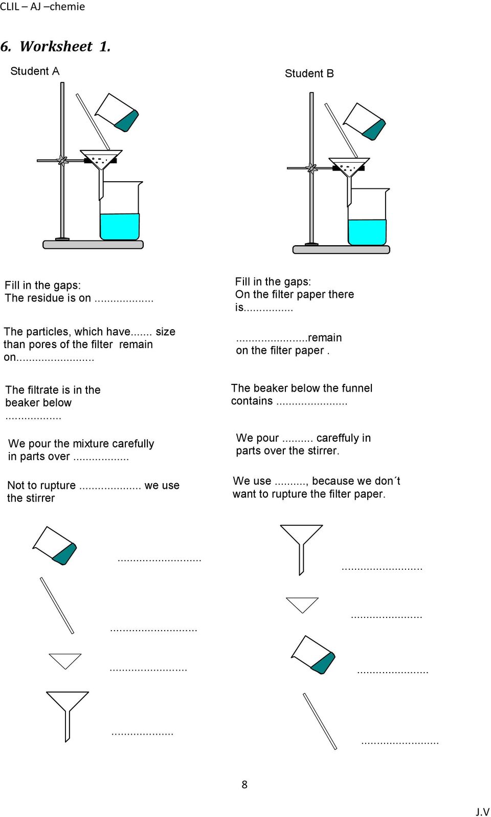 .. Not to rupture... we use the stirrer Fill in the gaps: On the filter paper there is......remain on the filter paper.