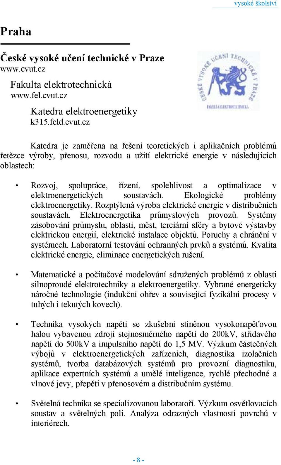 cz Katedra elektroenergetiky k315.feld.cvut.