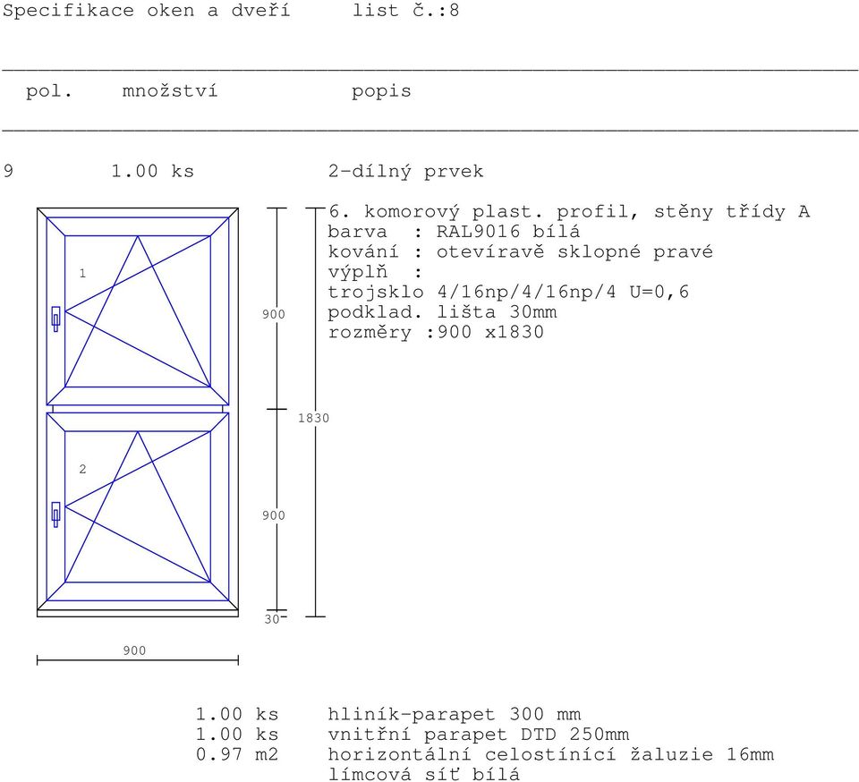 4/6np/4/6np/4 U=0,6 rozměry :900 x8 8 900 900.