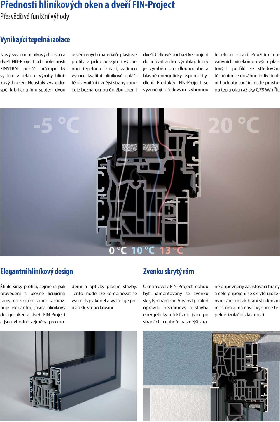 Neustálý vývoj dospěl k brilantnímu spojení dvou osvědčených materiálů: plastové profily v jádru poskytují výbornou tepelnou izolaci, zatímco vysoce kvalitní hliníkové opláštění z vnitřní i vnější