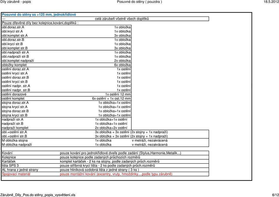 b ostění nadpr. str.a ostění nadpr. str.b ostění dorazové 12 mm ostění komplet 6x ostění + 1x ost.12 mm stojna doraz.str.a + stojna krycí str.a + stojna doraz.str.b + stojna krycí str.