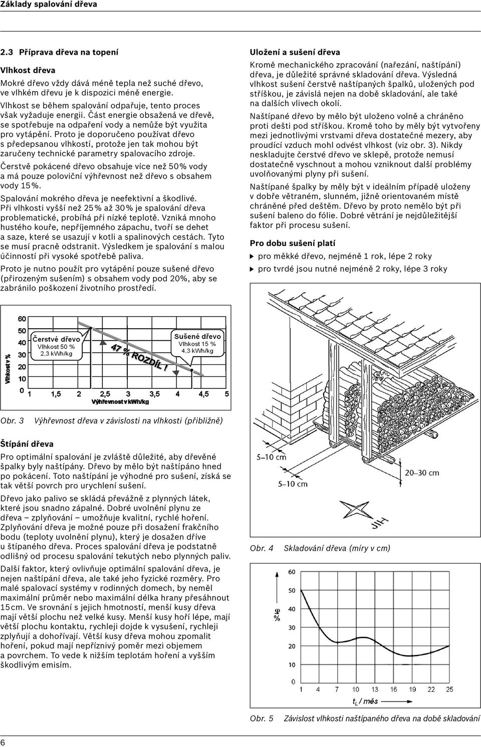 Proto je doporučeno používat dřevo s předepsanou vlhkostí, protože jen tak mohou být zaručeny technické parametry spalovacího zdroje.