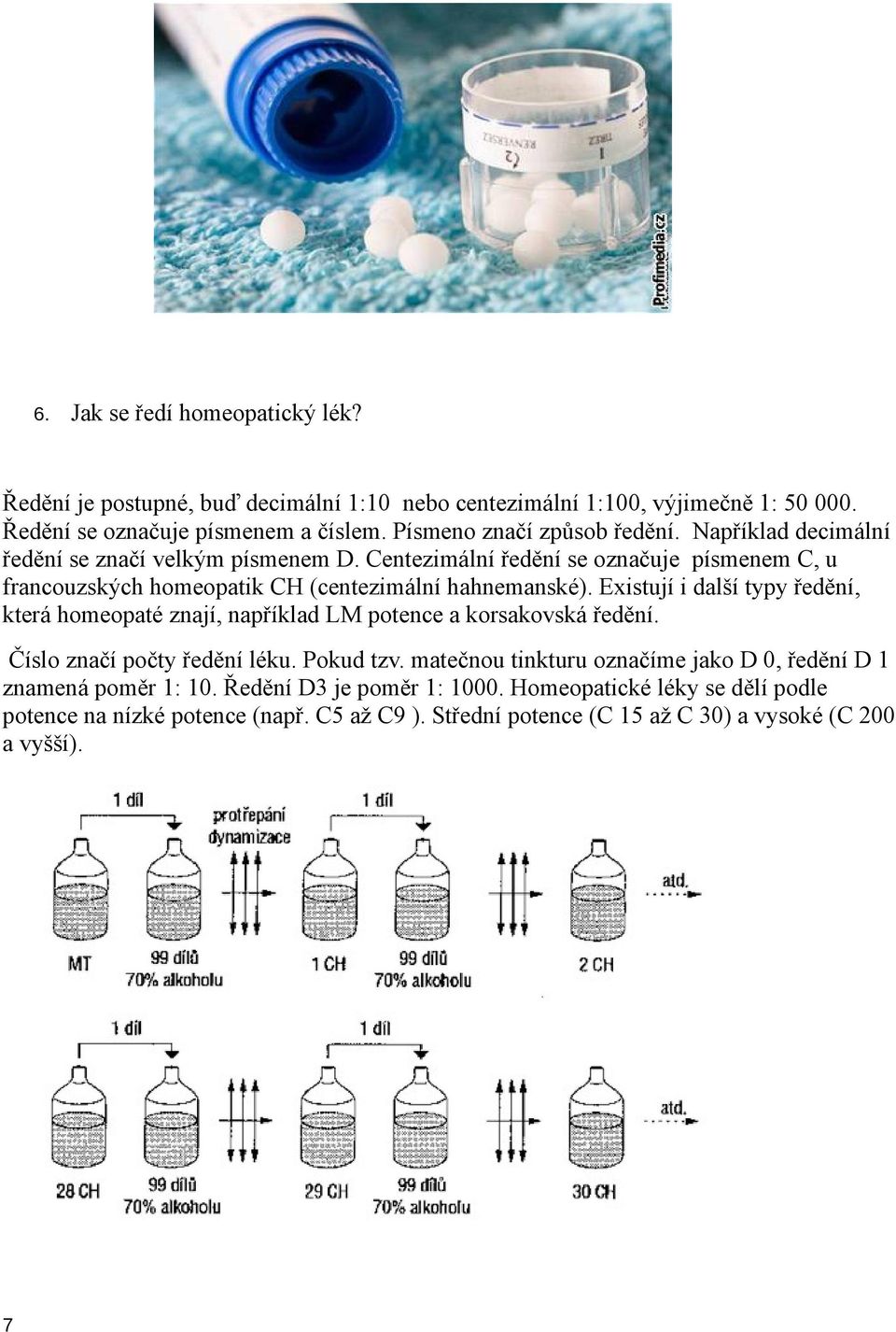 Centezimální ředění se označuje písmenem C, u francouzských homeopatik CH (centezimální hahnemanské).