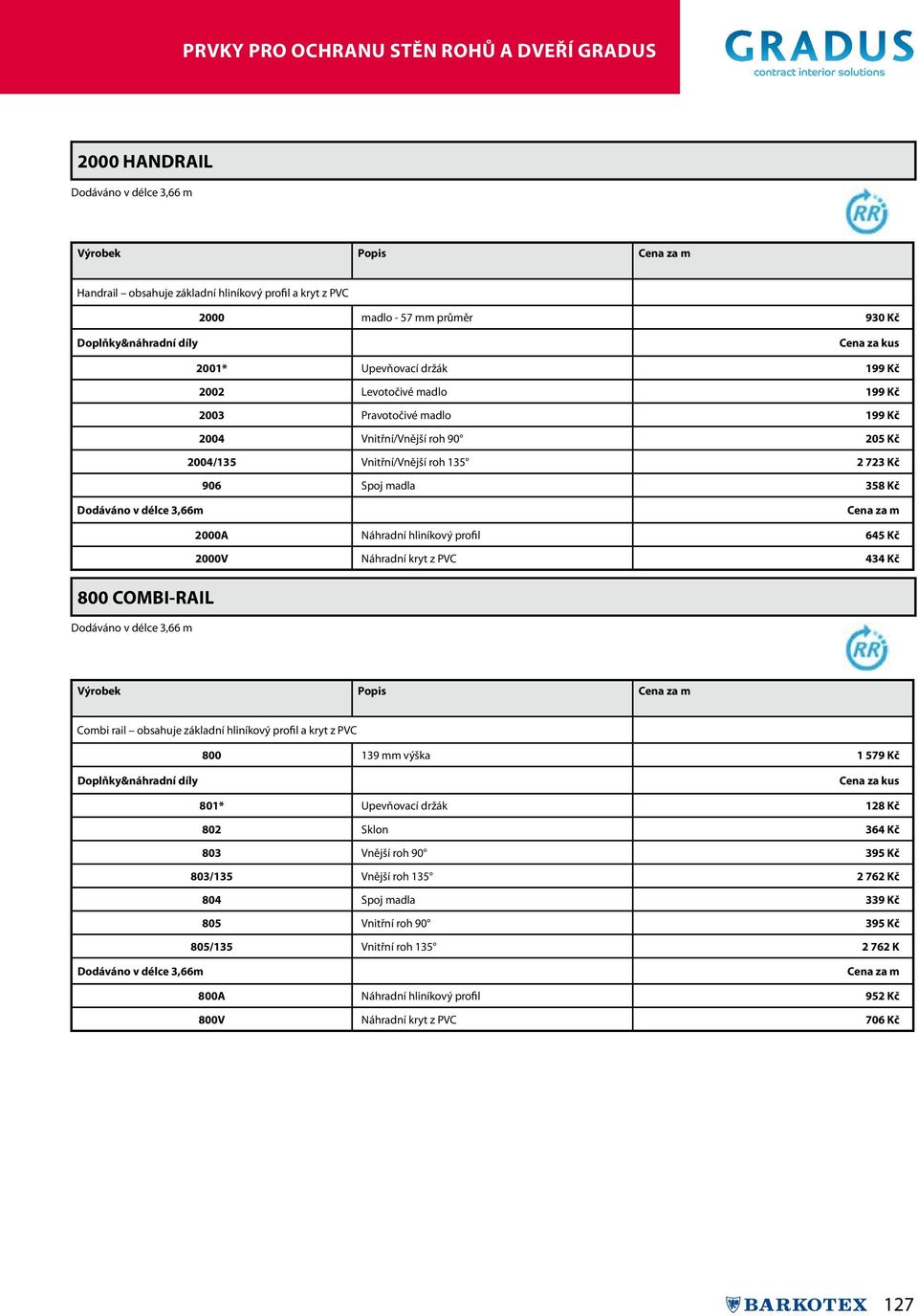 hliníkový profil 645 Kč 2000V Náhradní kryt z PVC 434 Kč Combi rail obsahuje základní hliníkový profil a kryt z PVC 800 139 mm výška 1 579 Kč 801* Upevňovací držák 128 Kč 802 Sklon 364 Kč 803 Vnější