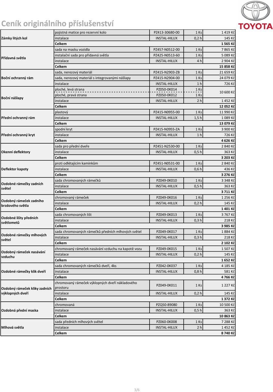 přední maska Mlhová světla pojistná matice pro rezervní kolo PZ413-30680-00 1 Ks 1 419 Kč 1 565 Kč sada na masku vozidla PZ457-N0512-00 1 Ks 7 865 Kč instalační sada pro přídavná světla