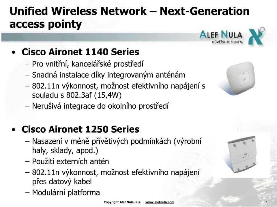 3af (15,4W) Nerušivá integrace do okolního prostředí Cisco Aironet 1250 Series Nasazení v méně přívětivých podmínkách (výrobní