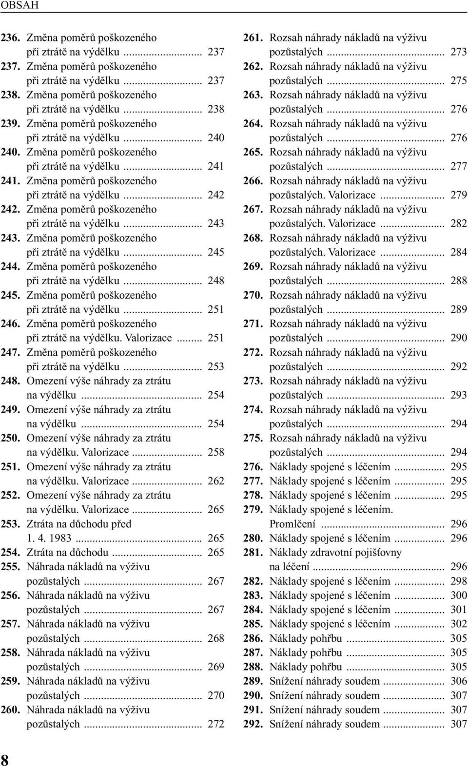 Zmûna pomûrû po kozeného pfii ztrátû na v dûlku... 243 243. Zmûna pomûrû po kozeného pfii ztrátû na v dûlku... 245 244. Zmûna pomûrû po kozeného pfii ztrátû na v dûlku... 248 245.