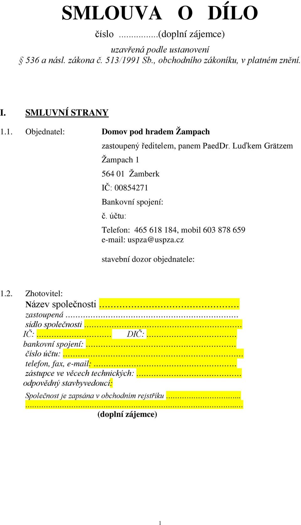 cz stavební dozor objednatele: 1.2.