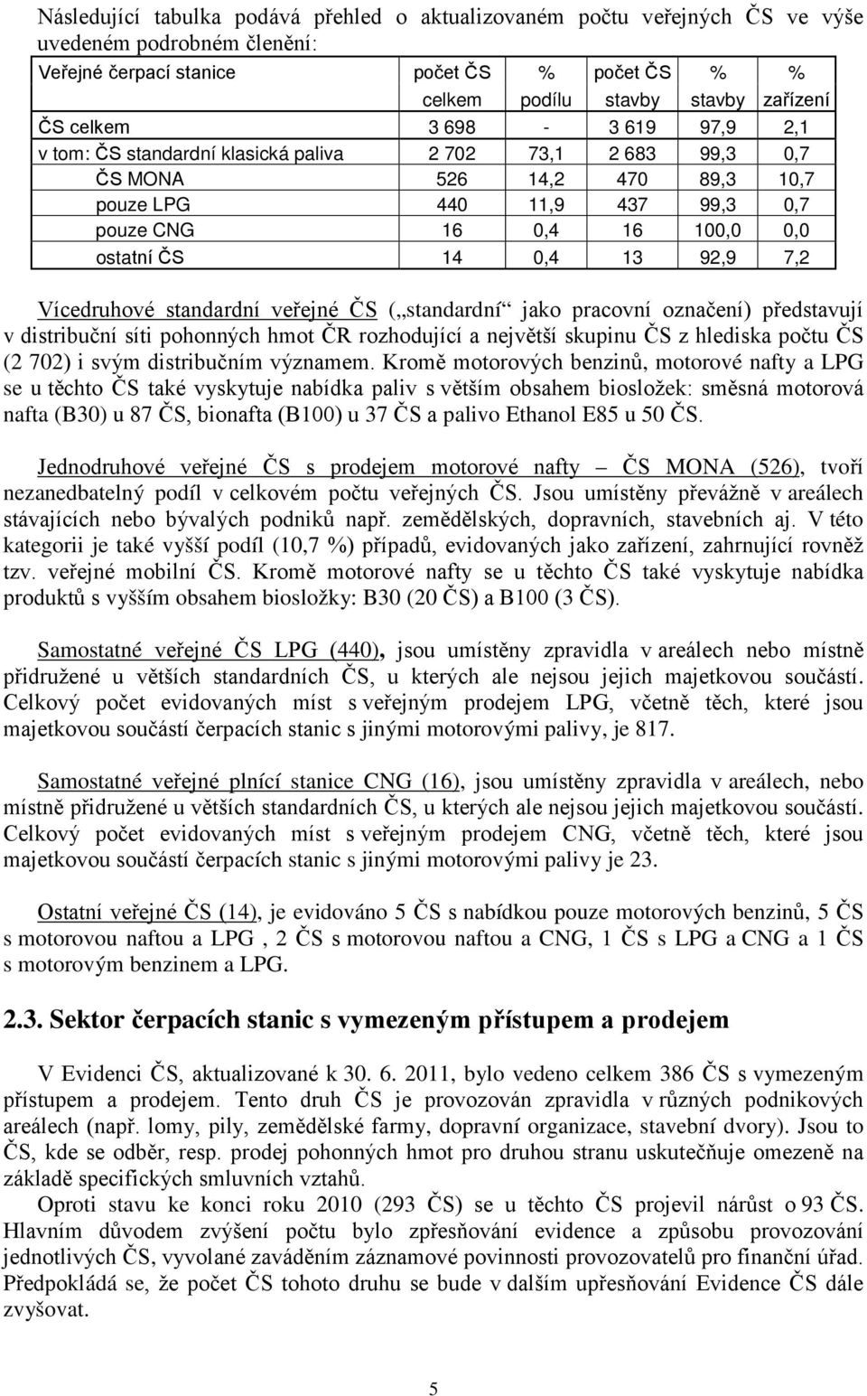 veřejné ČS ( standardní jako pracovní označení) představují v distribuční síti pohonných hmot ČR rozhodující a největší skupinu ČS z hlediska počtu ČS (2 702) i svým distribučním významem.