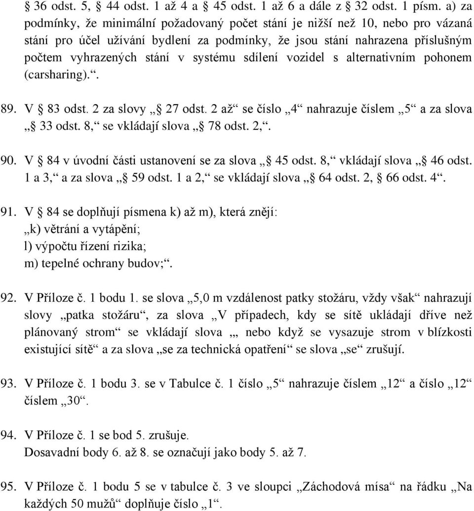 sdílení vozidel s alternativním pohonem (carsharing).. 89. V 83 odst. 2 za slovy 27 odst. 2 až se číslo 4 nahrazuje číslem 5 a za slova 33 odst. 8, se vkládají slova 78 odst. 2,. 90.