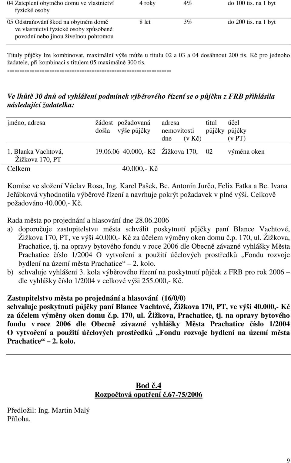 Kč pro jednoho žadatele, při kombinaci s titulem 05 maximálně 300 tis.