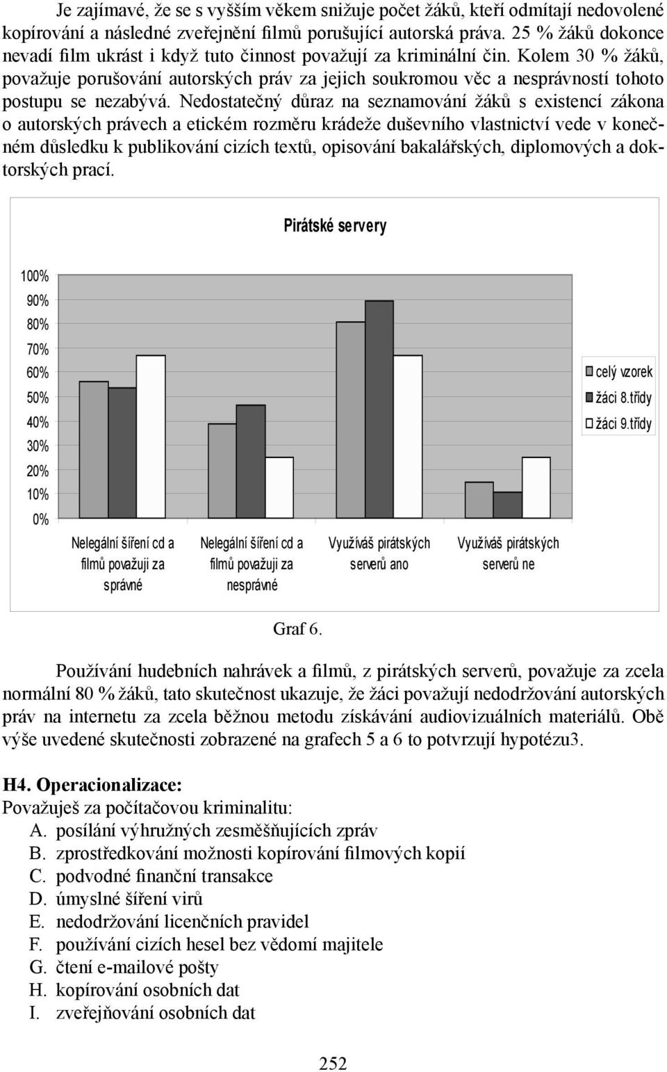 Kolem 30 % žáků, považuje porušování autorských práv za jejich soukromou věc a nesprávností tohoto postupu se nezabývá.