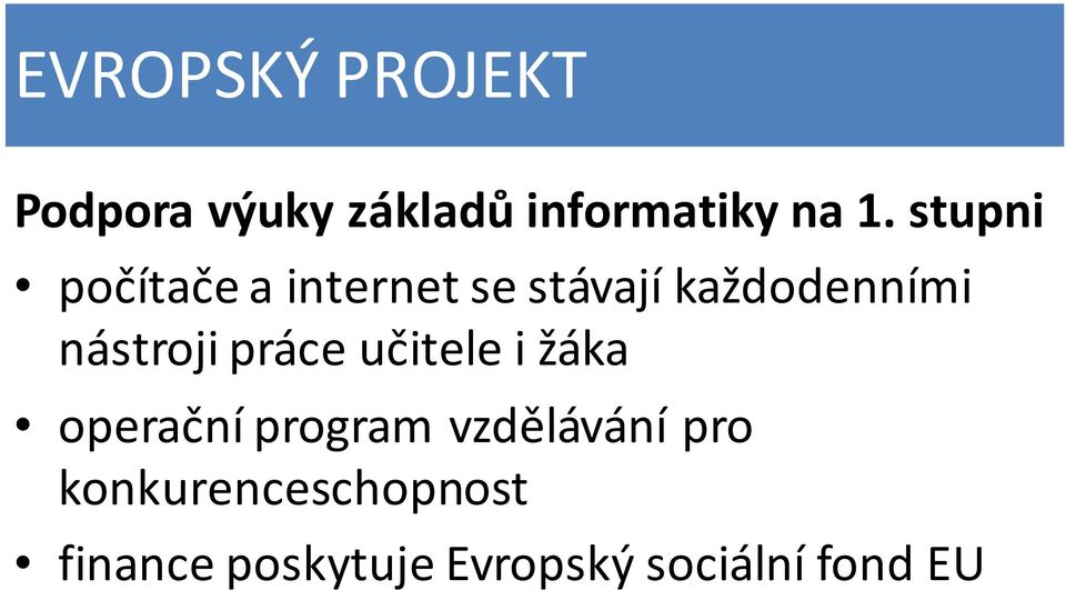 nástroji práce učitele i žáka operační program vzdělávání