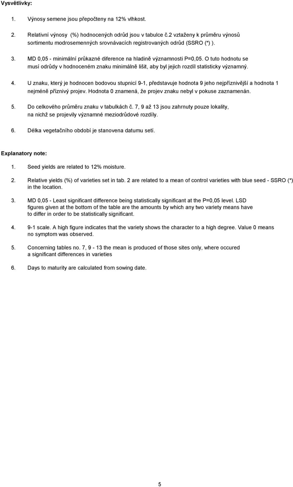 O tuto hodnotu se musí odrůdy v hodnoceném znaku minimálně lišit, aby byl jejich rozdíl statisticky významný. 4.