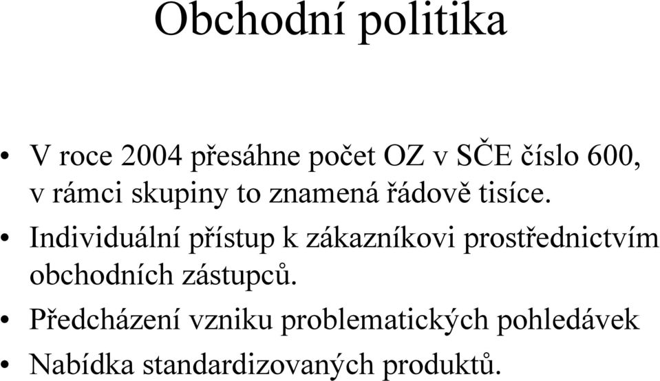 Individuální přístup k zákazníkovi prostřednictvím obchodních