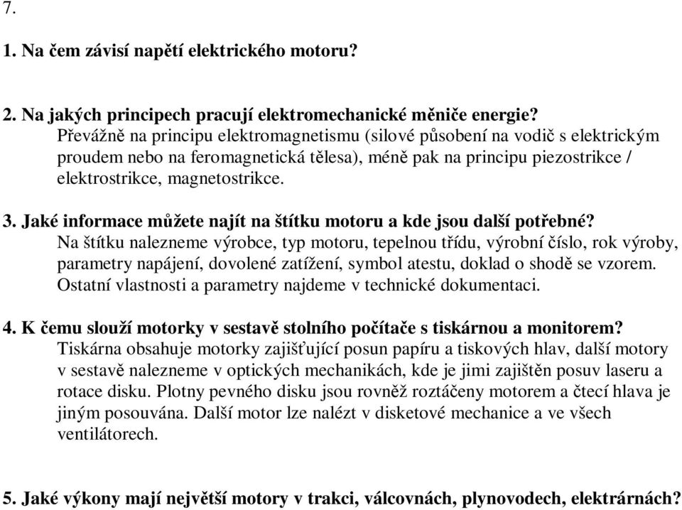 Jaké informace mžete najít na štítku motoru a kde jsou další potebné?