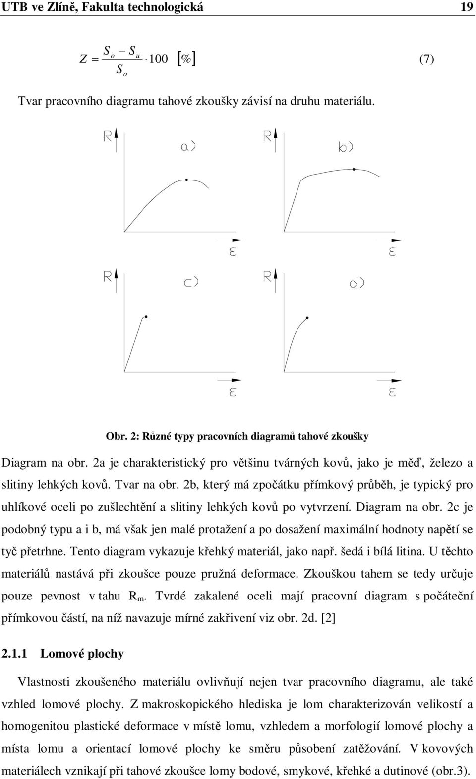 2b, který má zpoátku pímkový prbh, je typický pro uhlíkové oceli po zušlechtní a slitiny lehkých kov po vytvrzení. Diagram na obr.