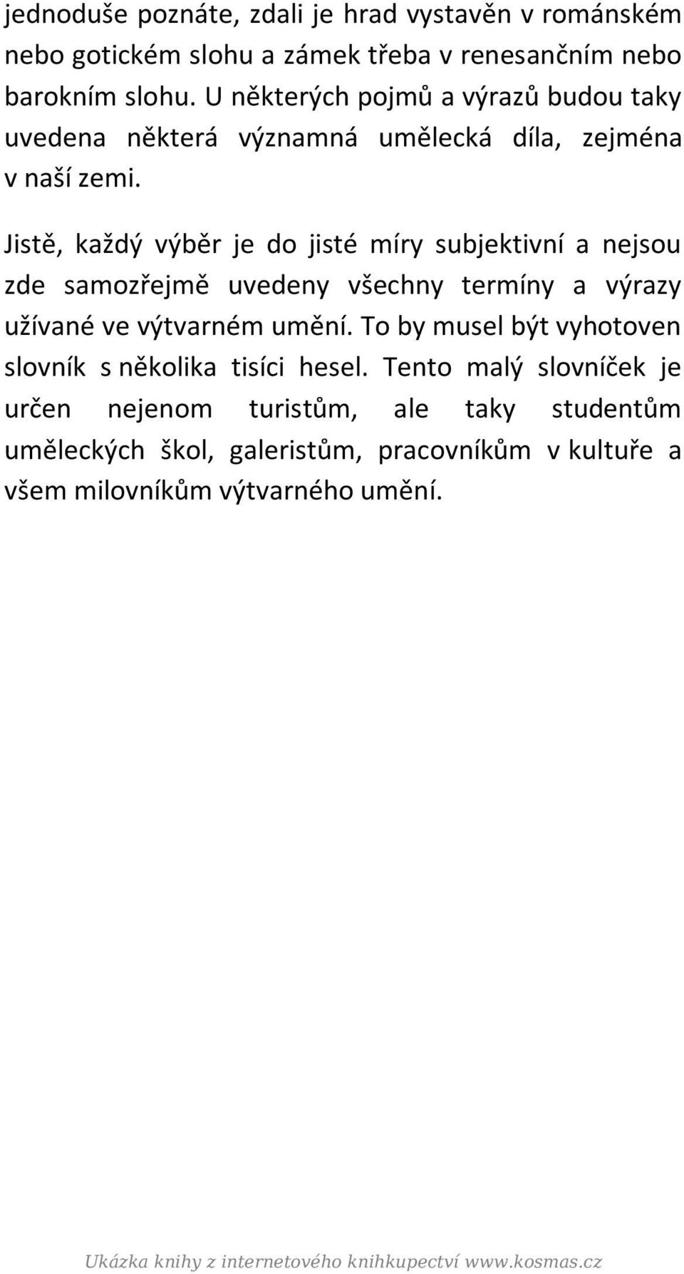 Jistě, každý výběr je do jisté míry subjektivní a nejsou zde samozřejmě uvedeny všechny termíny a výrazy užívané ve výtvarném umění.