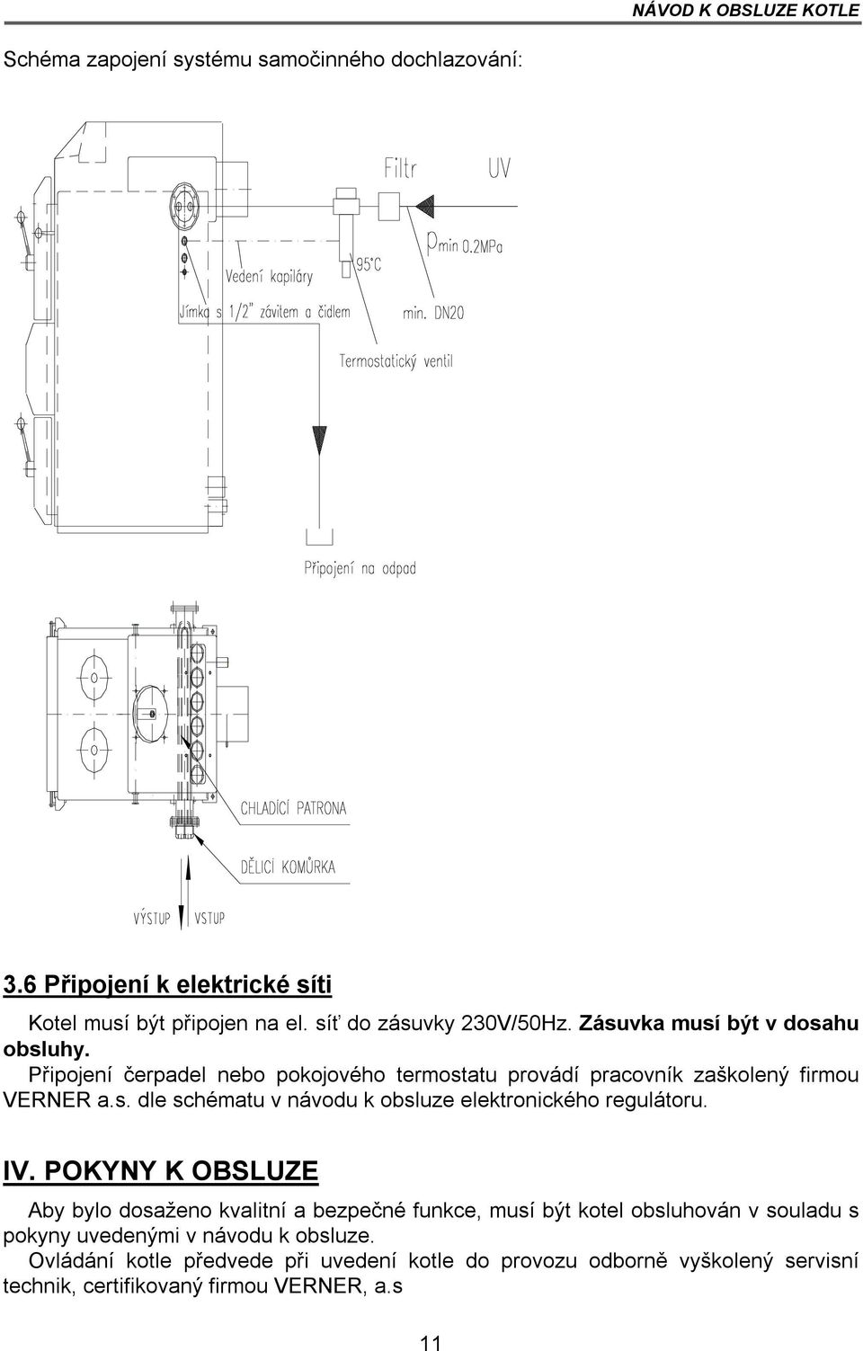 IV. POKYNY K OBSLUZE Aby bylo dosaženo kvalitní a bezpečné funkce, musí být kotel obsluhován v souladu s pokyny uvedenými v návodu k obsluze.