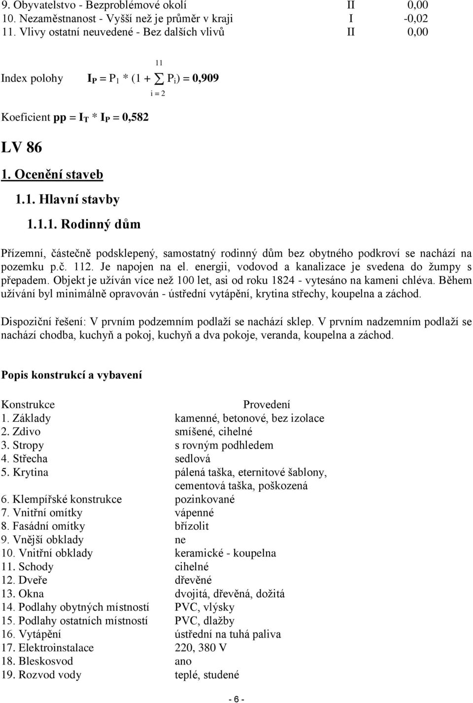 č. 112. Je napojen na el. energii, vodovod a kanalizace je svedena do žumpy s přepadem. Objekt je užíván více než 100 let, asi od roku 1824 - vytesáno na kameni chléva.