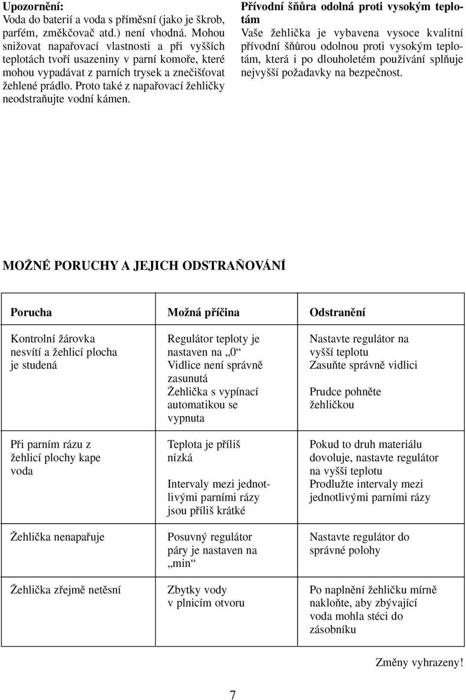 Proto také z napafiovací Ïehliãky neodstraàujte vodní kámen.