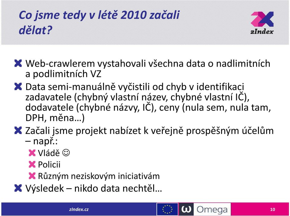 v identifikaci zadavatele (chybný vlastní název, chybné vlastní IČ), dodavatele (chybné názvy, IČ), ceny