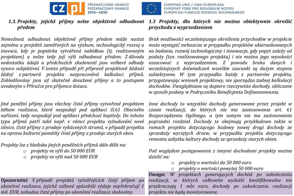 V tomto případě při přípravě projektové žádosti žádný z partnerů projektu nezpracovává kalkulaci příjmů.