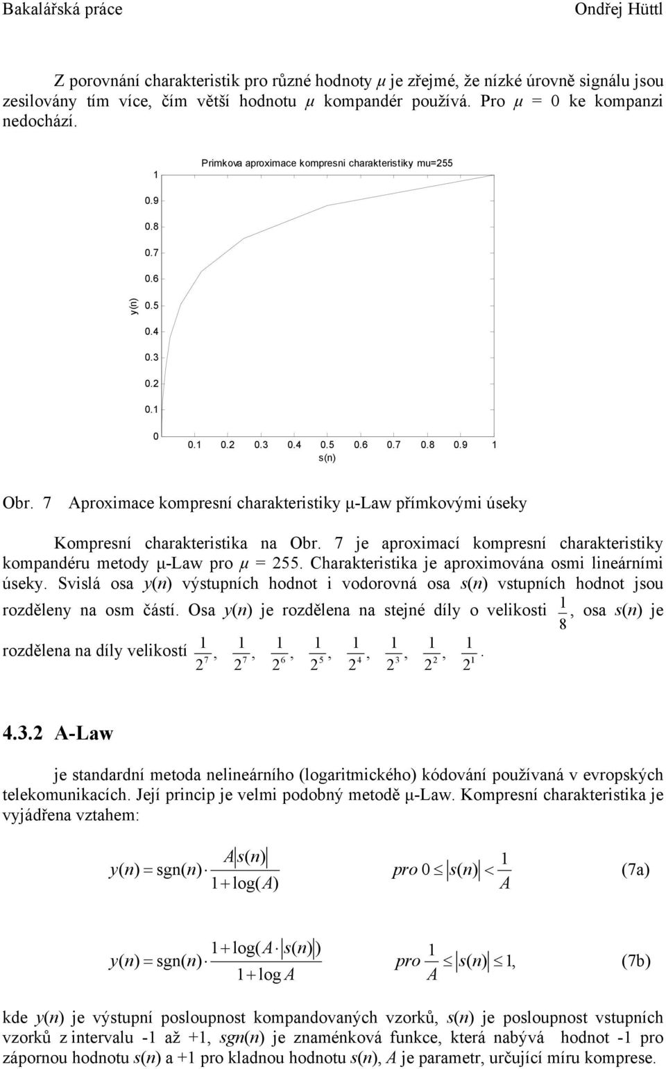 7 je aproximací kompresní charakteristiky kompandéru metody µ-law pro µ = 55. Charakteristika je aproximována osmi lineárními úseky.