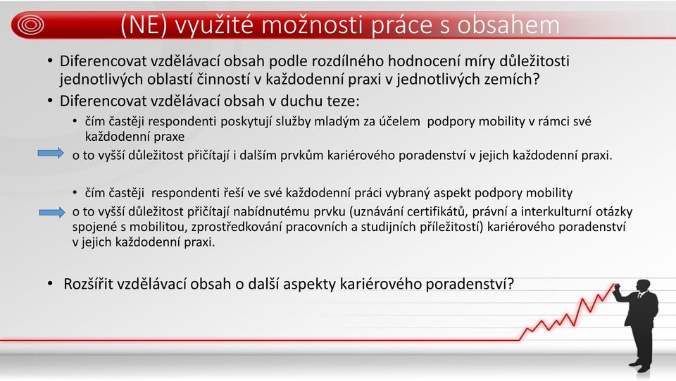 kariérového poradenství v jejich každodenní praxi.