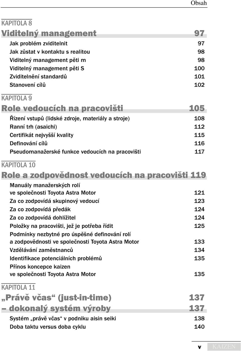 funkce vedoucích na pracovišti 117 KAPITOLA 10 Role a zodpovědnost vedoucích na pracovišti 119 Manuály manažerských rolí ve společnosti Toyota Astra Motor 121 Za co zodpovídá skupinový vedoucí 123 Za