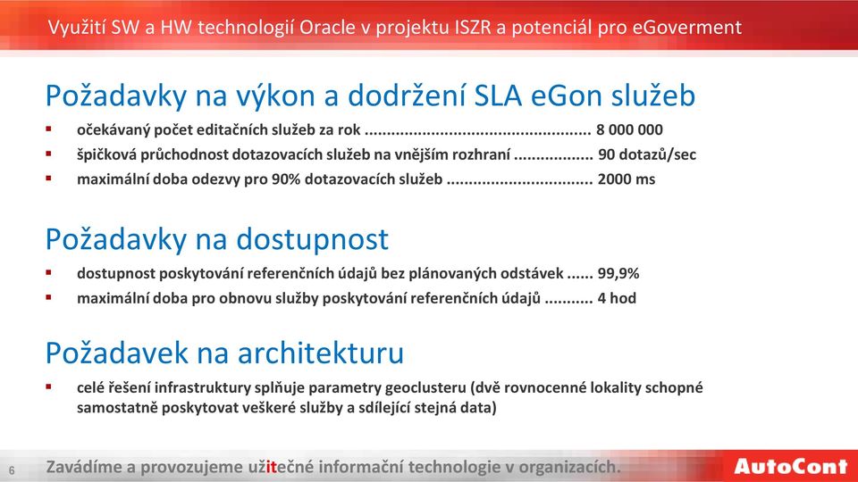 .. 2000 ms Požadavky na dostupnost dostupnost poskytování referenčních údajů bez plánovaných odstávek.