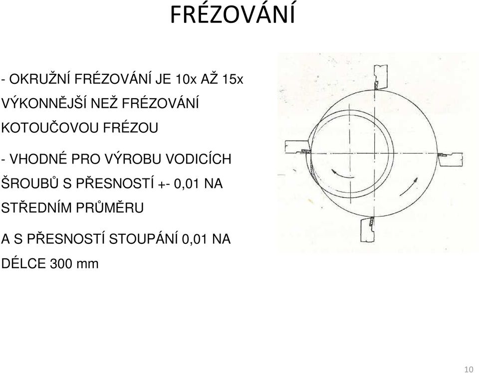 VODICÍCH ŠROUBŮ S PŘESNOSTÍ +- 0,01 NA STŘEDNÍM