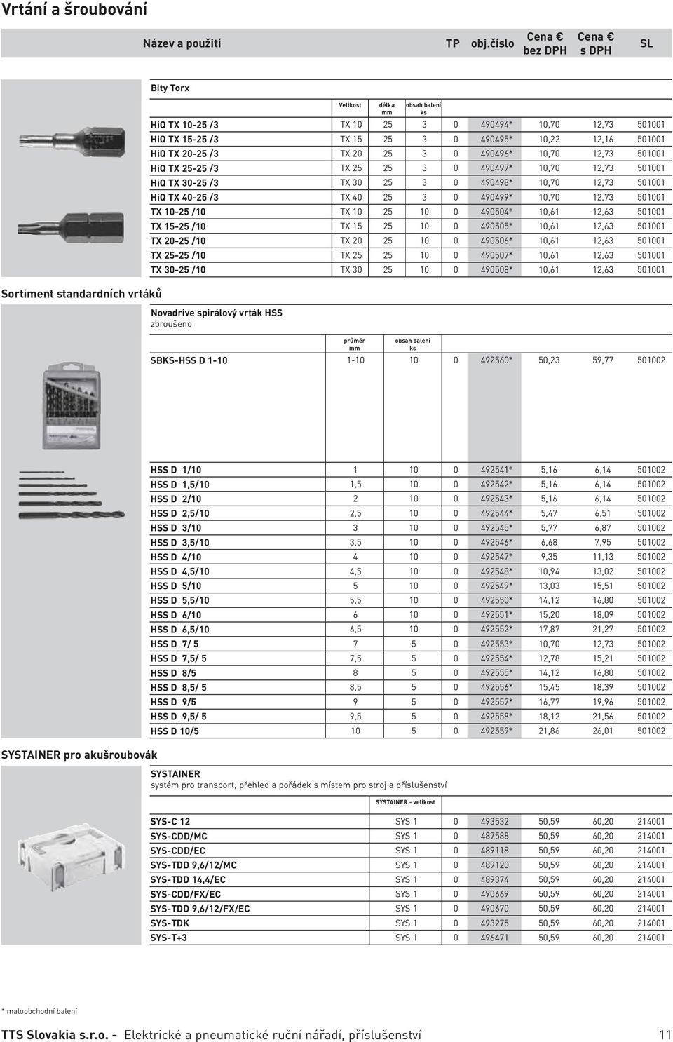 HiQ TX 25-25 /3 TX 25 25 3 0 490497* 10,70 12,73 501001 HiQ TX 30-25 /3 TX 30 25 3 0 490498* 10,70 12,73 501001 HiQ TX 40-25 /3 TX 40 25 3 0 490499* 10,70 12,73 501001 TX 10-25 /10 TX 10 25 10 0