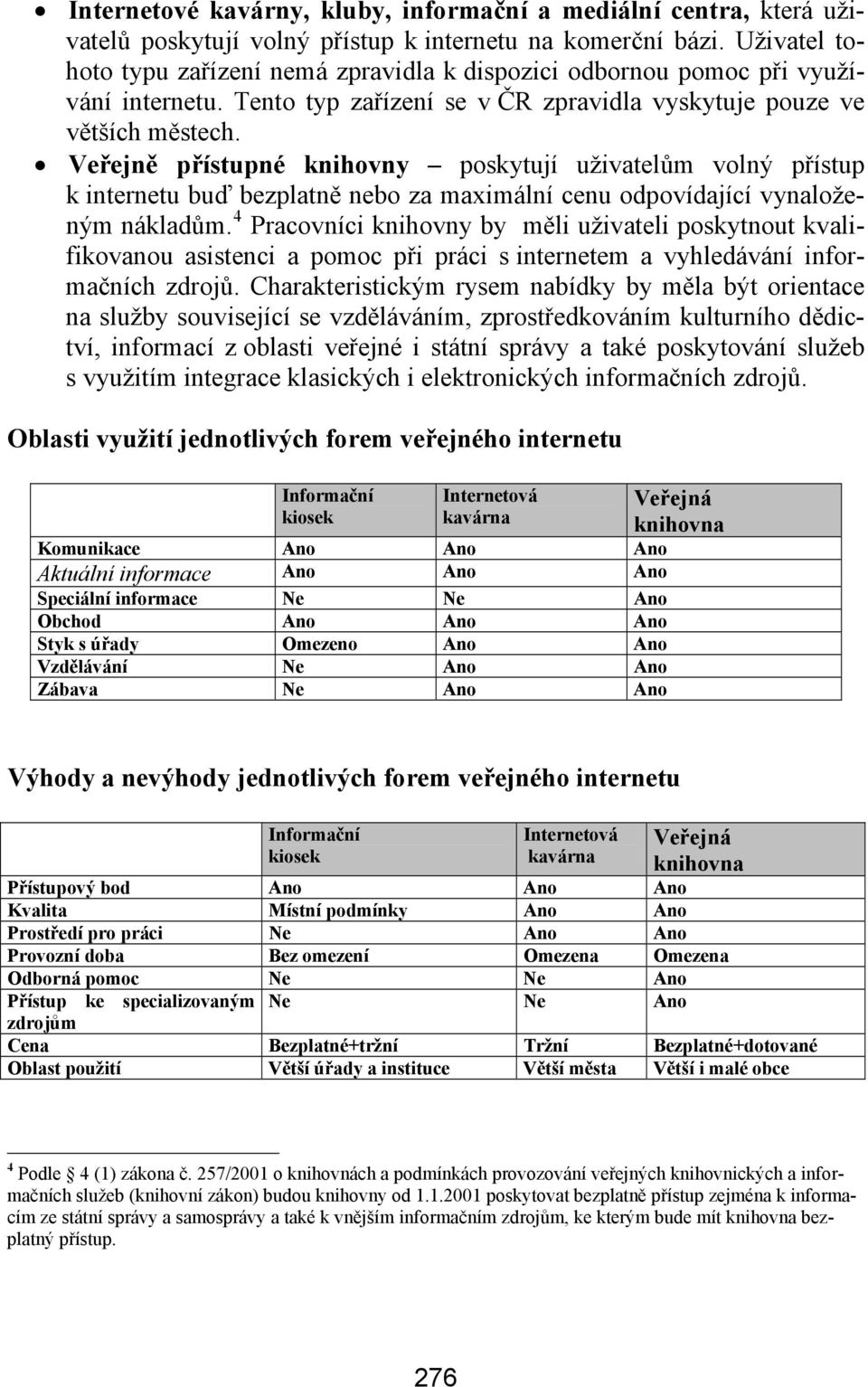 Veřejně přístupné knihovny poskytují uživatelům volný přístup k internetu buď bezplatně nebo za maximální cenu odpovídající vynaloženým nákladům.