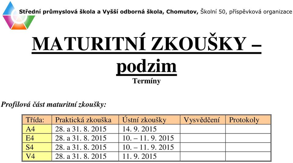 Protokoly A4 28. a 14. 9. 2015 E4 28. a 10. 11. 9. 2015 S4 28.