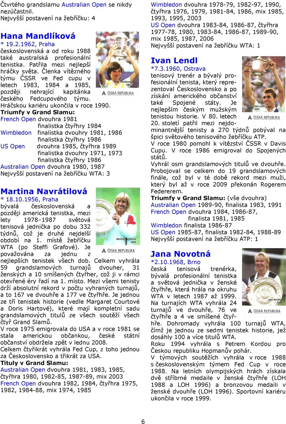 Triumfy v Grand Slamu: French Open dvouhra 1981 finalistka čtyřhry 1984 Wimbledon finalistka dvouhry 1981, 1986 finalistka čtyřhry 1986 US Open dvouhra 1985, čtyřhra 1989 finalistka dvouhry 1971,