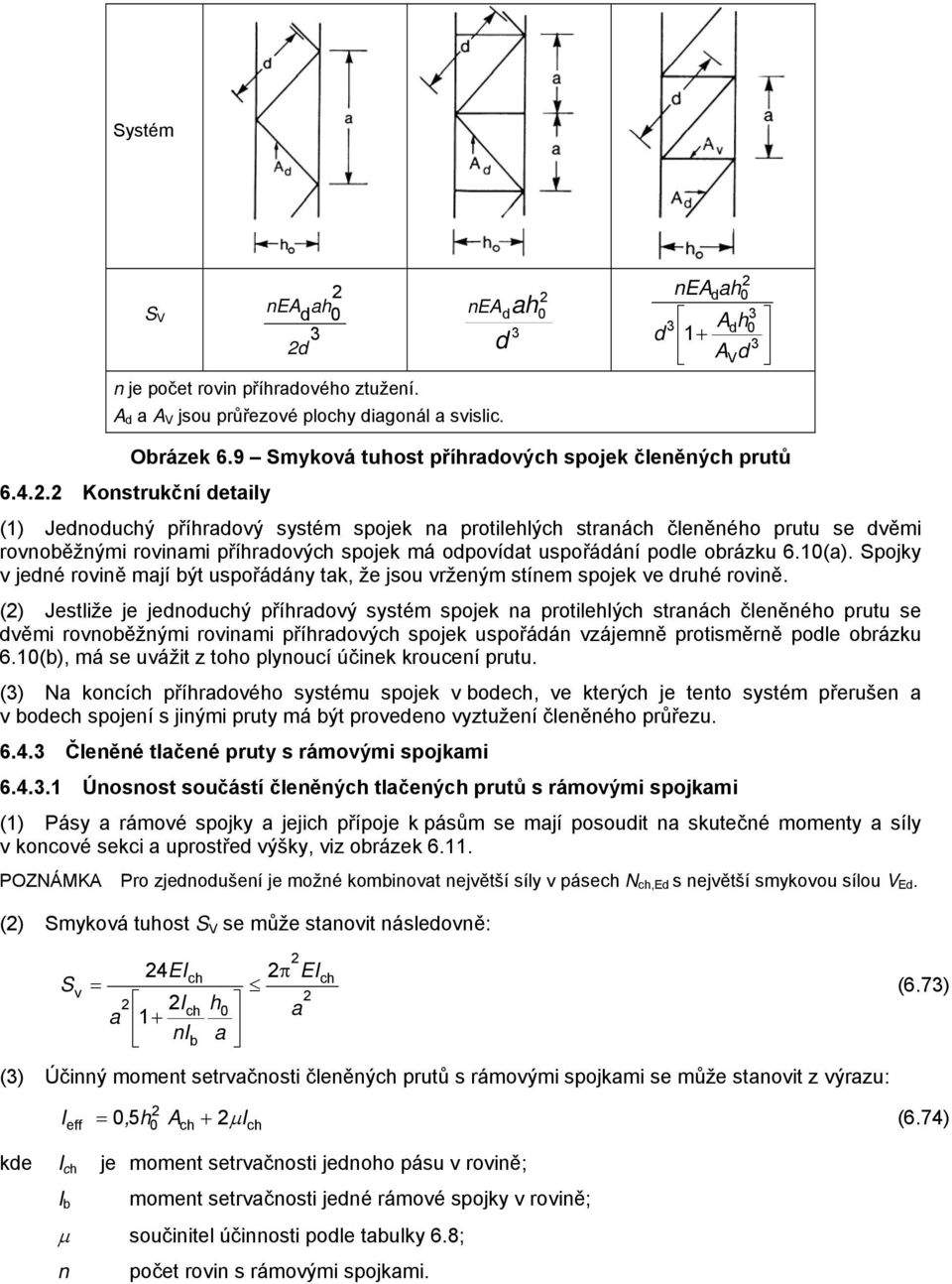 . Konstrukční detail () Jednoduhý příhradový sstém spojek na protilehlýh stranáh členěného prutu se dvěmi rovnoěžnými rovinami příhradovýh spojek má odpovídat uspořádání podle oráku 6.0(a).